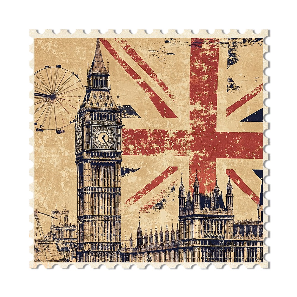 Destination stamp for London, United Kingdom